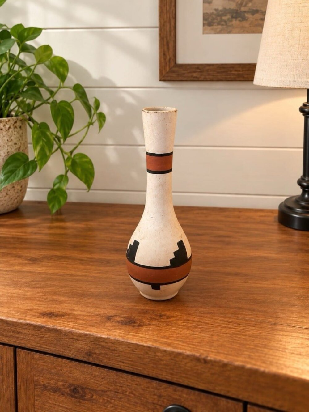 Vintage Kwahu Pottery R-11 Southwestern Tall Ceramic Vase Signed